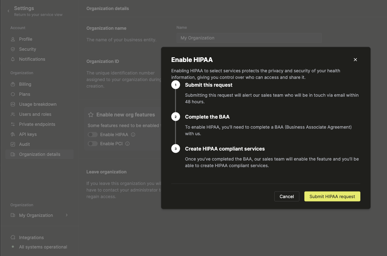 Отправка запроса на заключение BAA